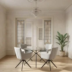 Silvie - Ronde eettafel Ø110 cm 4 zitplaatsen in glas / zwart