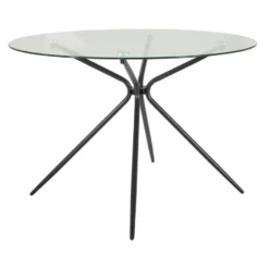 Silvie - Ronde eettafel Ø110 cm 4 zitplaatsen in glas / zwart