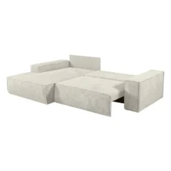 Slaapbank AMELIA - 267 cmx167 cm - Beige Fluweel Stof Linker hoek