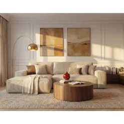 Slaapbank AMELIA - 267 cmx167 cm - Beige Fluweel Stof Linker hoek