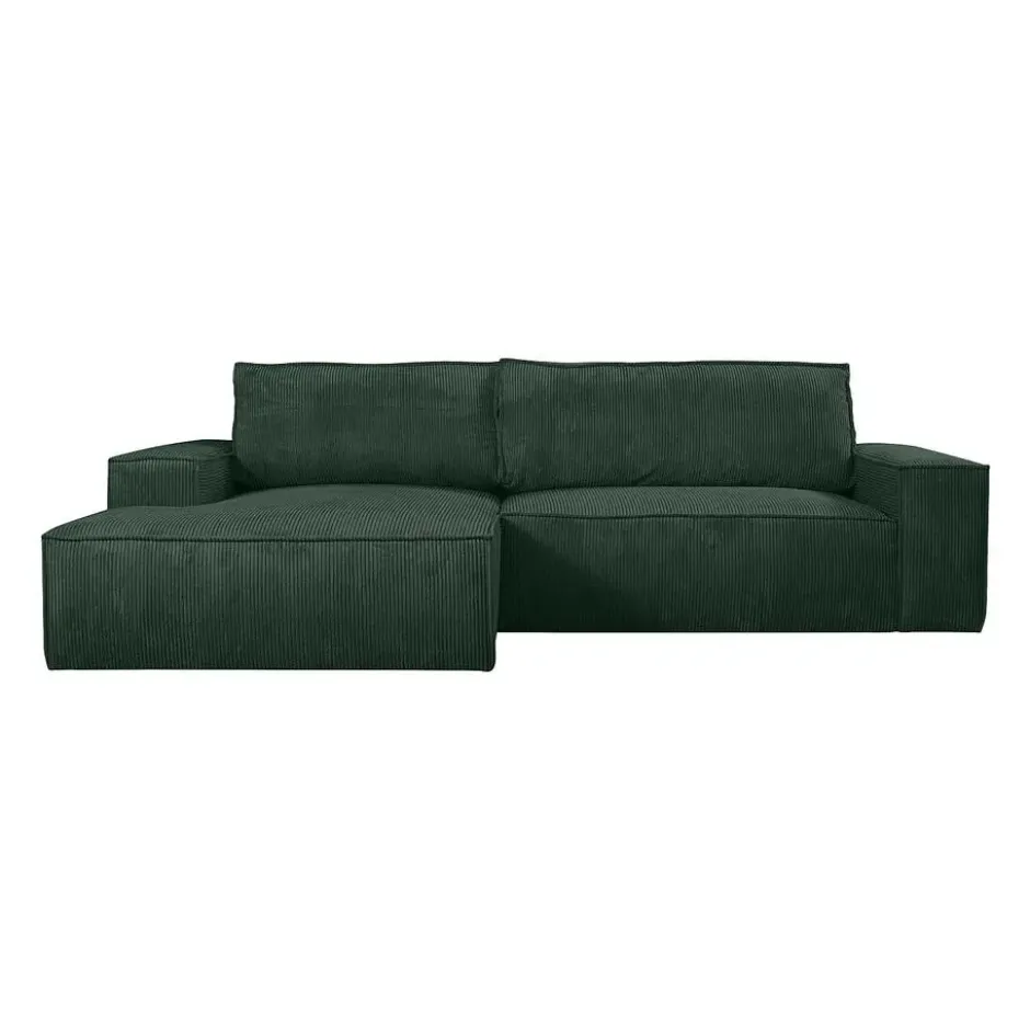 Slaapbank AMELIA - 4 plaatsen - Dennengroen Fluweel Stof Linker hoek