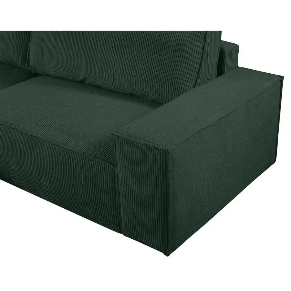 Slaapbank AMELIA - 4 plaatsen - Dennengroen Fluweel Stof Linker hoek