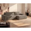 Slaapbank AMELIA - 4 plaatsen - Taupe Fluweel Stof Rechte hoek