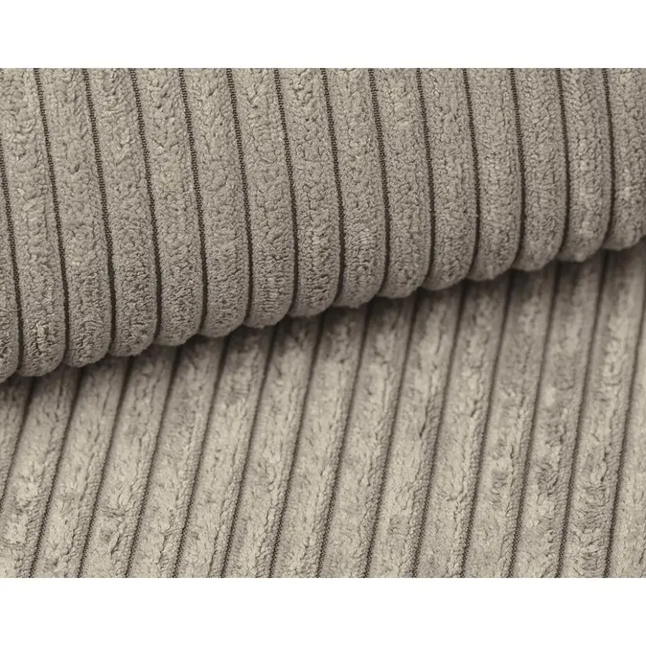 Slaapbank AMELIA - 4 plaatsen - Taupe Fluweel Stof Rechte hoek