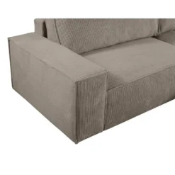 Slaapbank AMELIA - 4 plaatsen - Taupe Fluweel Stof Rechte hoek