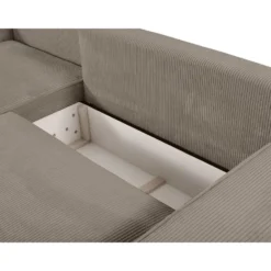 Slaapbank AMELIA - 4 plaatsen - Taupe Fluweel Stof Linker hoek