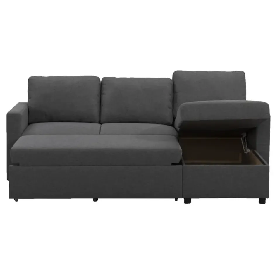 Slaapbank Turijn met opbergruimte - antraciet - 82x215x145 cm