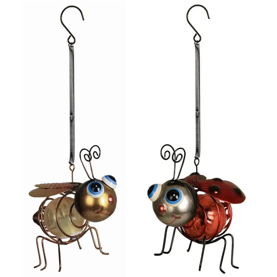 Solar metalen insecten hanger Bee & Lady Bug