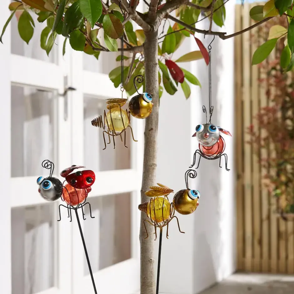 Solar metalen insecten hanger Bee & Lady Bug