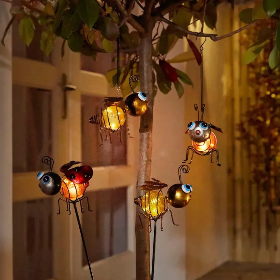 Solar metalen insecten hanger Bee & Lady Bug