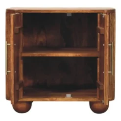Solis Geribbelde Dressoir, 2 Deuren en 2 Planken, Lichtbruin