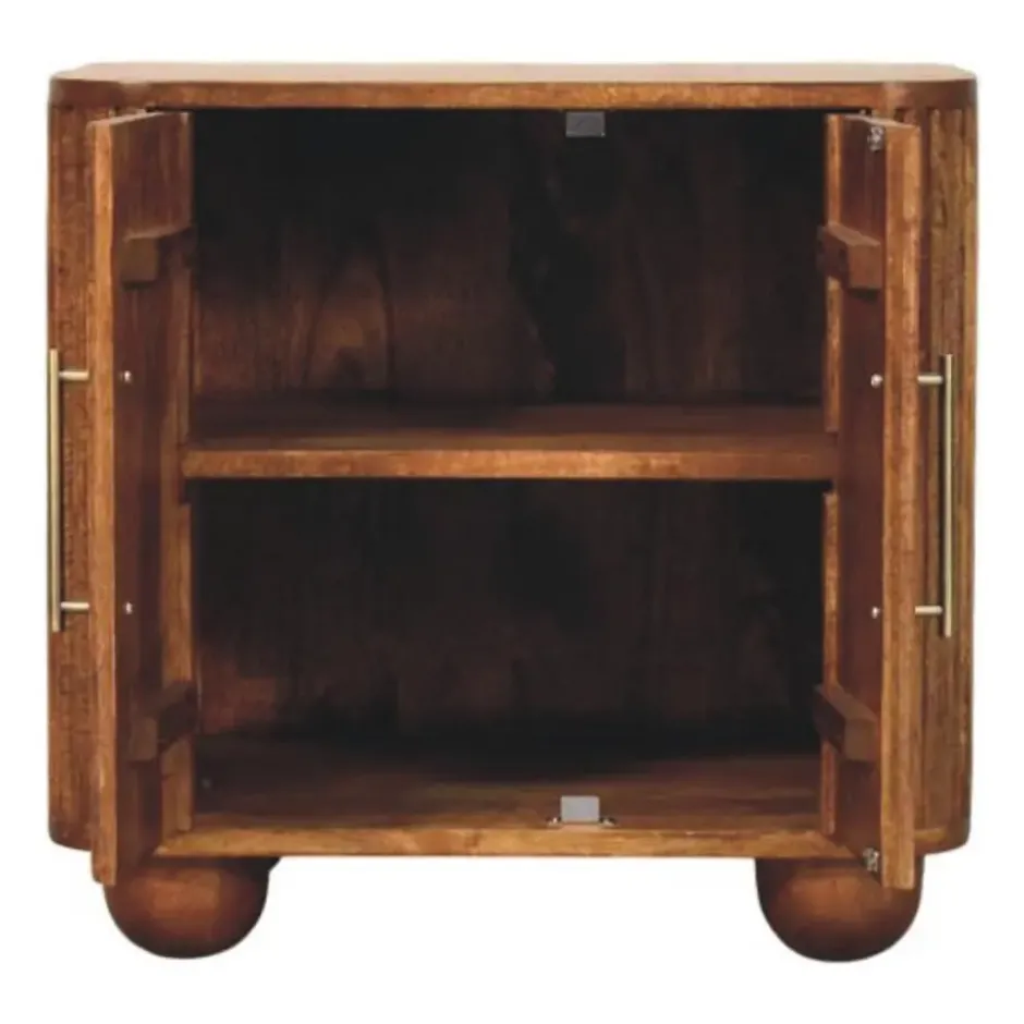 Solis Geribbelde Dressoir, 2 Deuren en 2 Planken, Lichtbruin