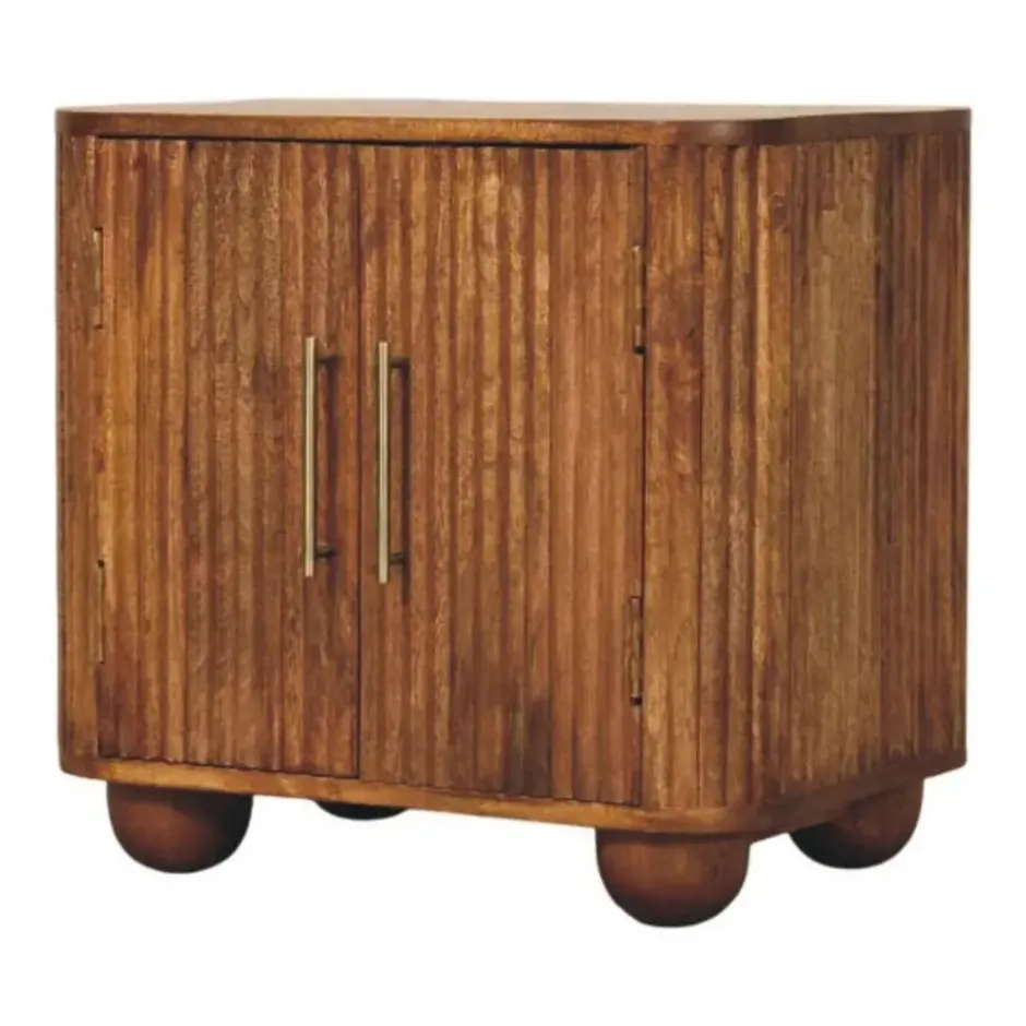 Solis Geribbelde Dressoir, 2 Deuren en 2 Planken, Lichtbruin