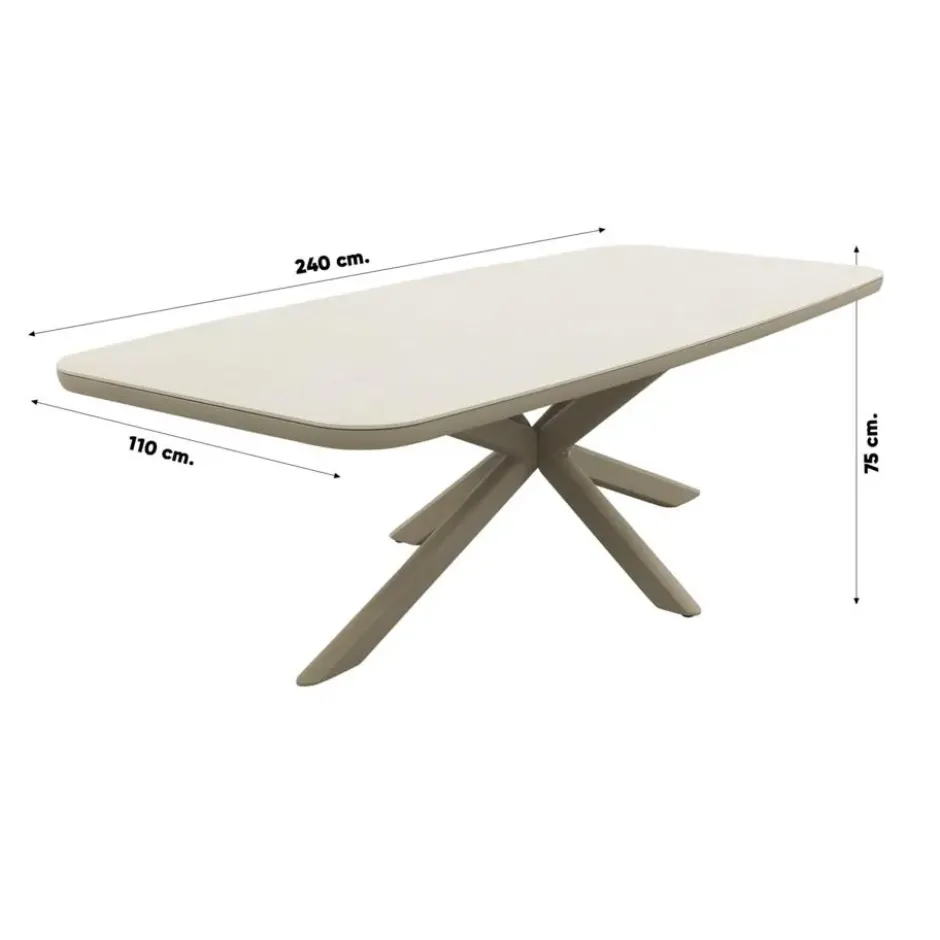 Soreno deens ovale tuintafel 240x110 cm. - Latte