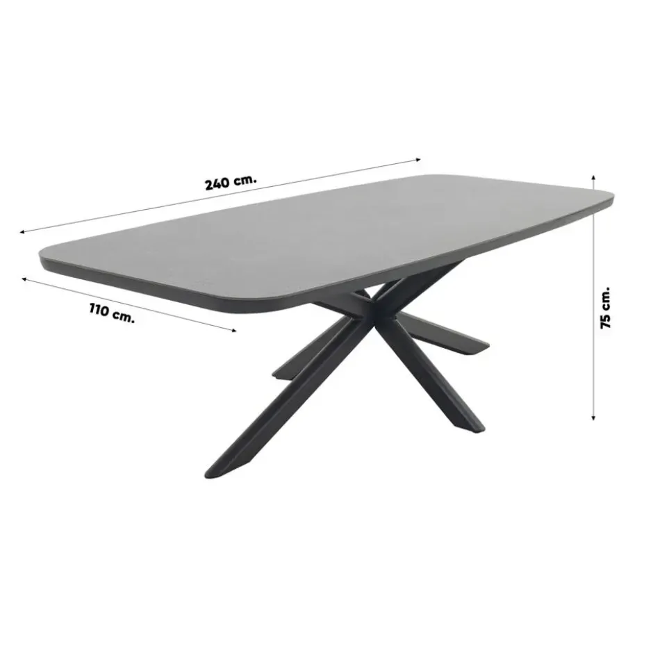 Soreno deens ovale tuintafel 240x110 cm. - Licht grijs
