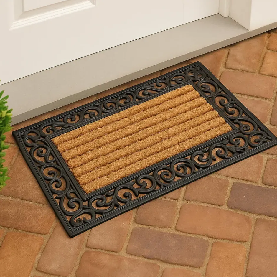 Sorx Deurmat - kokos en PVC - klassiek - bruin - 75 x 45 cm