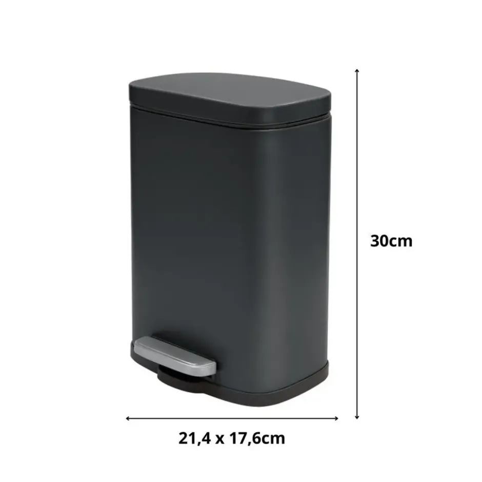 Spirella Pedaalemmer Venice - zwart - 5L - metaal - 21 x 30 cm