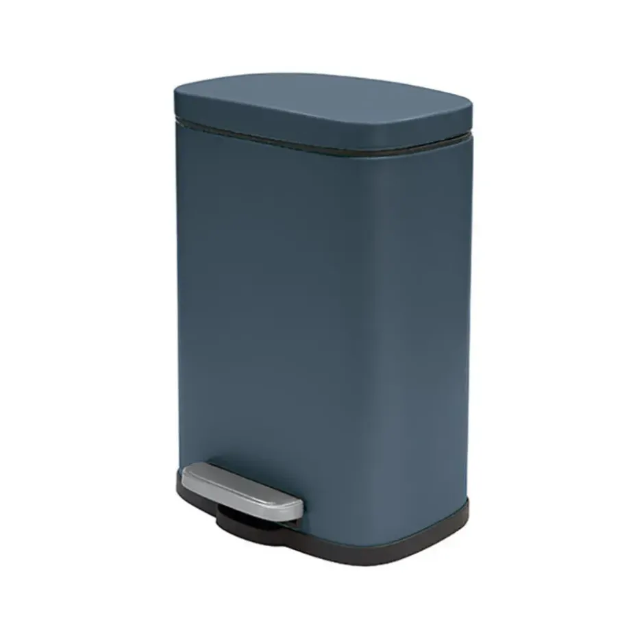Spirella Pedaalemmer Venice - petrol blauw - 5L - metaal - 21 x 30 cm