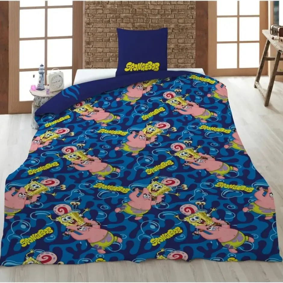 Sponge Bob Dekbedovertrek - Buddies - Eenpersoons - 140 x 200 cm - 65 x 65 cm