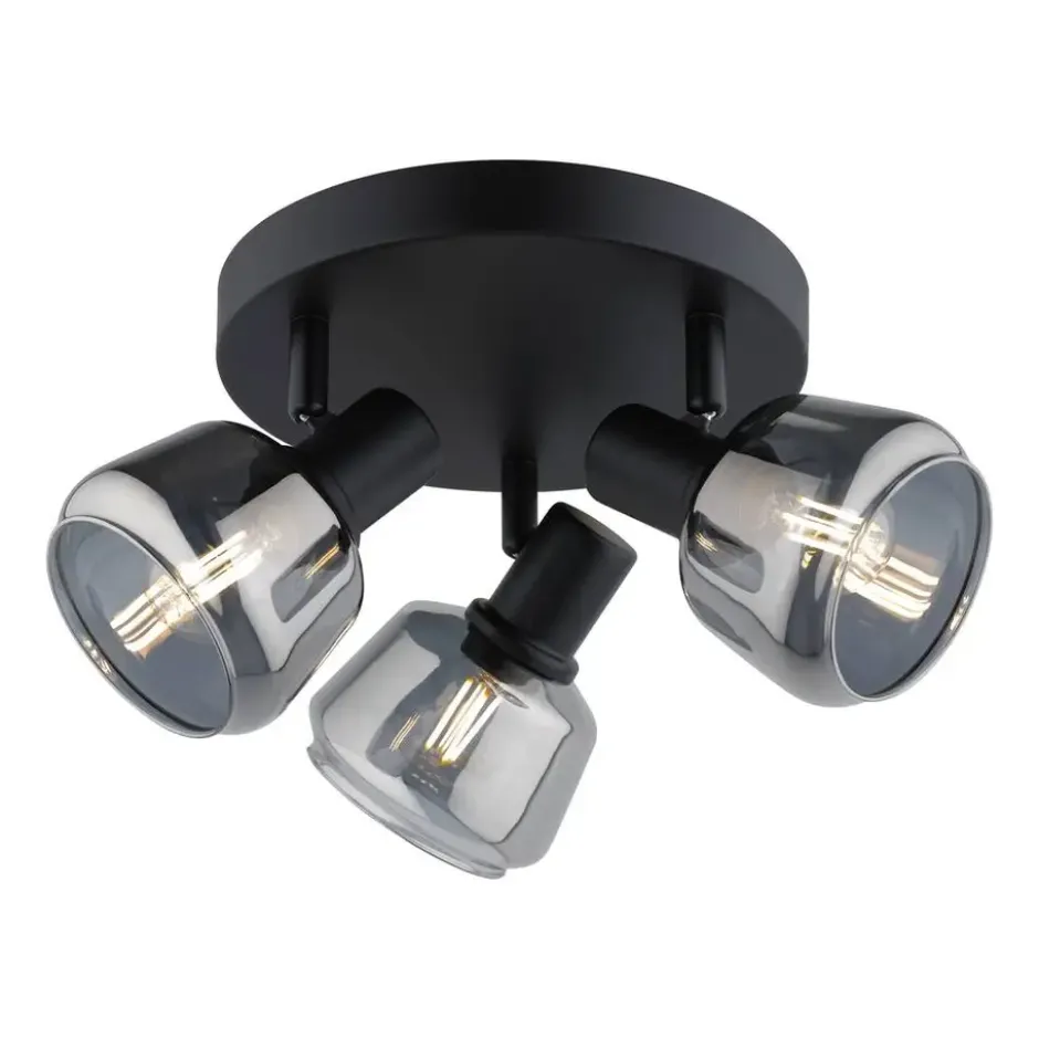 3-Spot Noah smoke glas zwart E14