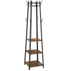 Staande kapstok - industriële look - 8 haken - 45x181x45 cm - vintage bruin