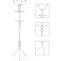Staande Kapstok met 12 Haken - Metaal/ Beuken - Zwart
