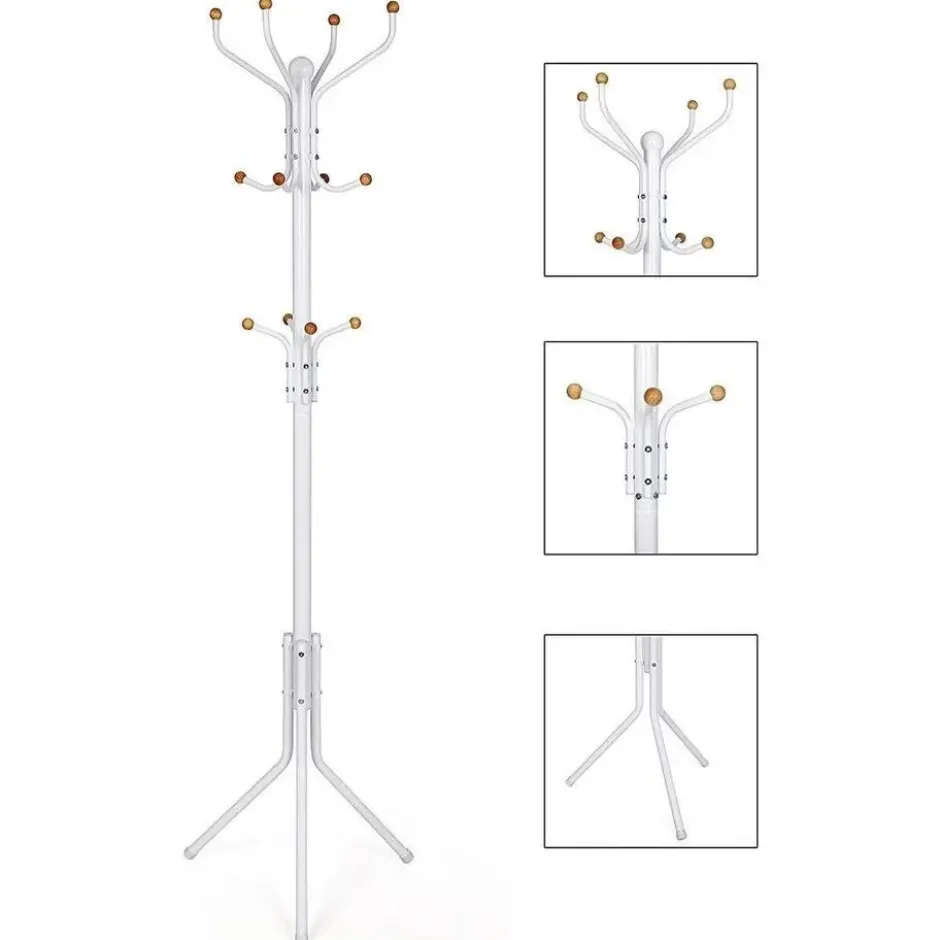 Staande Kapstok met 12 Haken - Metaal/ Beuken - Zwart