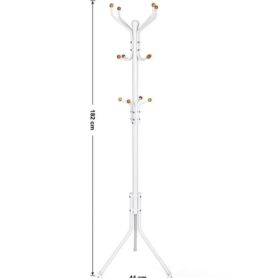 Staande Kapstok met 12 Haken - Metaal/ Beuken - Zwart