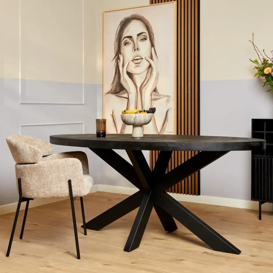 StarFurn - Eettafel Denver 160 cm ovaal - zwart