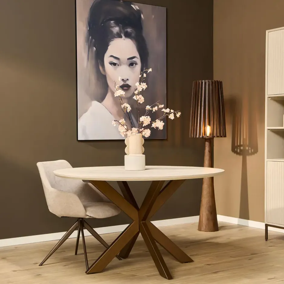 StarFurn - Eettafel Madison ø130 cm - zand/brons
