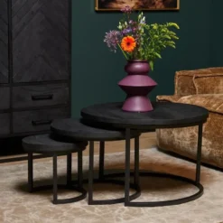 StarFurn - Ronde salontafels Triole - set van 3 - zwart