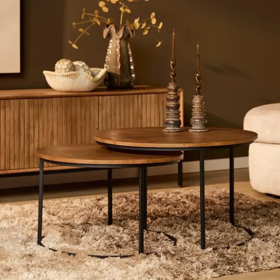 StarFurn - Salontafel Madison ø70 cm set van 2 - naturel