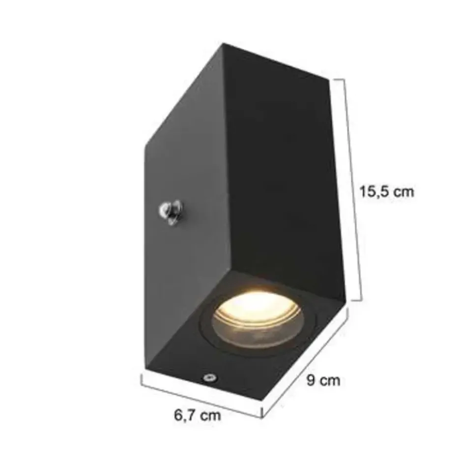 Steinhauer Buitenlamp Logan - 2 lichts - zwart - 6.7x15.5 cm