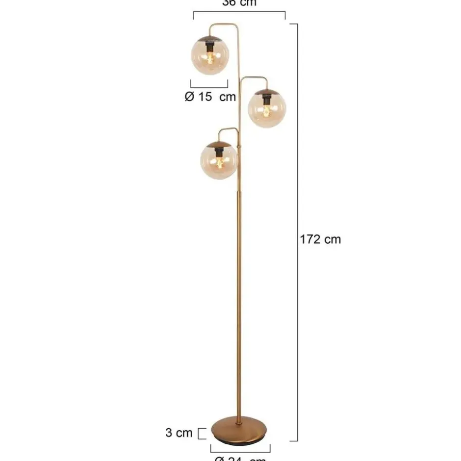 Steinhauer Vloerlamp Bollique - 3 lichts - brons - 24x172 cm