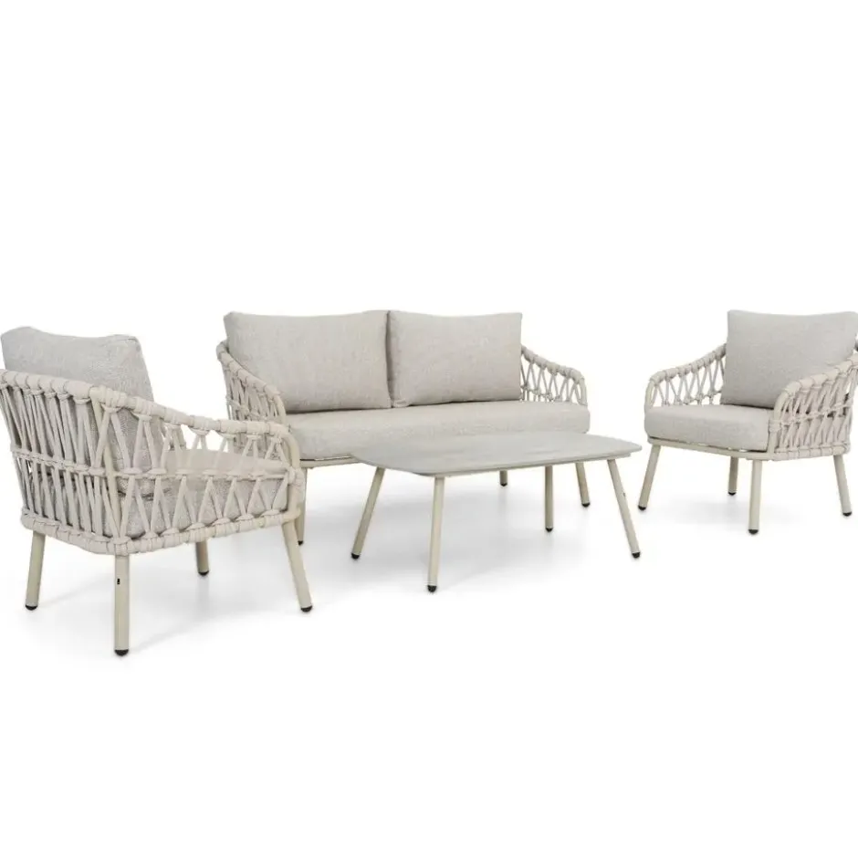 Stoel en Bank Loungeset 4 personen Rope Zand/Beige Coco Serra