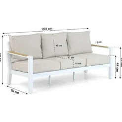 Stoel en Bank Loungeset 5 personen Aluminium/Polywood (teakfinish) Wit