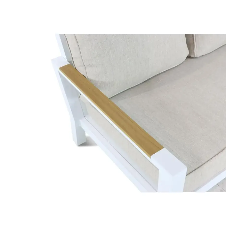 Stoel en Bank Loungeset 5 personen Aluminium/Polywood (teakfinish) Wit