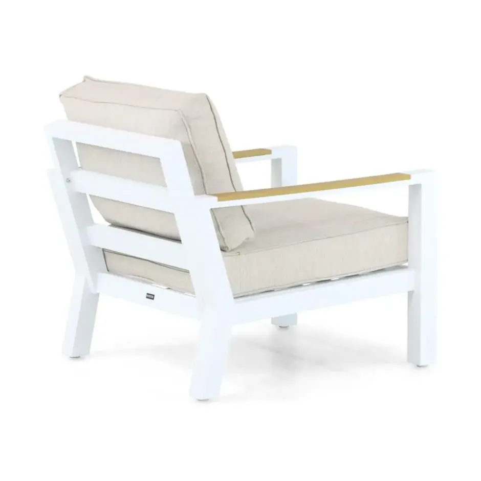 Stoel en Bank Loungeset 5 personen Aluminium/Polywood (teakfinish) Wit