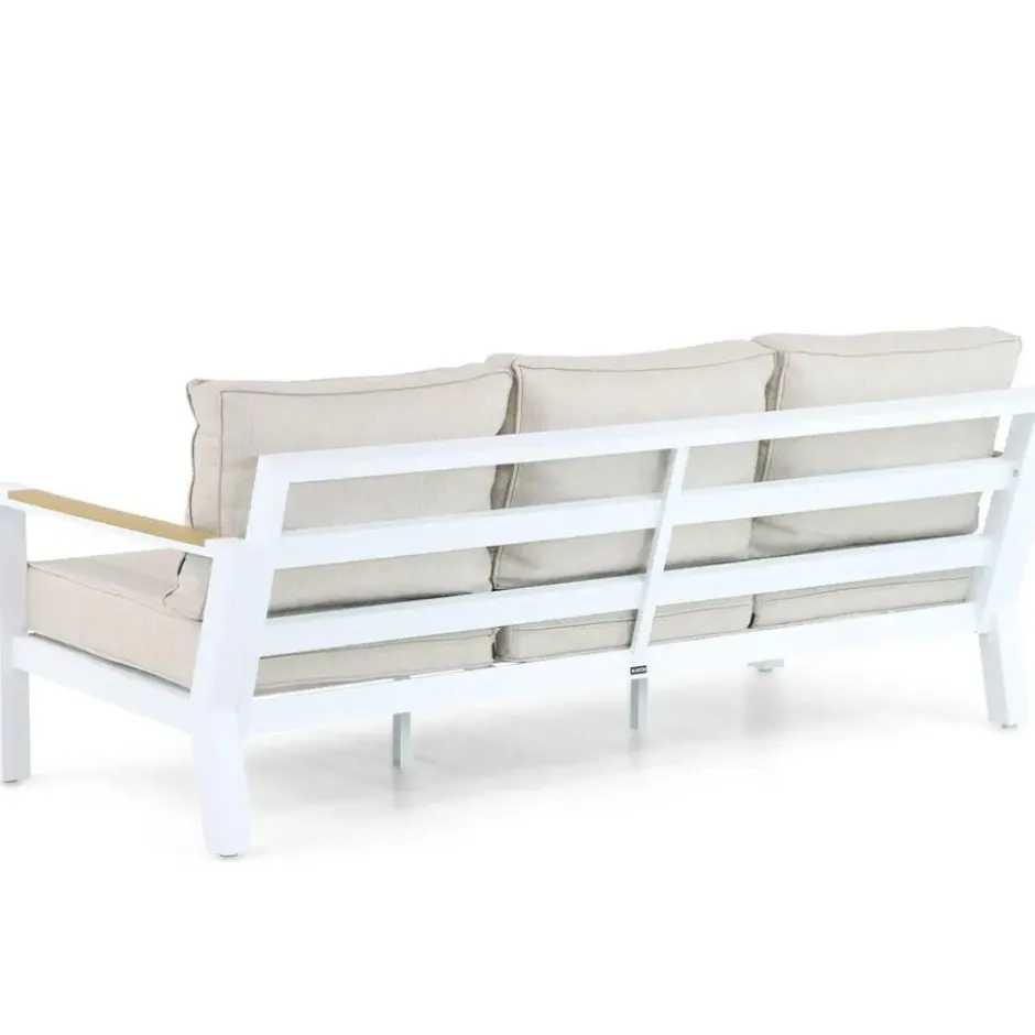 Stoel en Bank Loungeset 5 personen Aluminium/Polywood (teakfinish) Wit