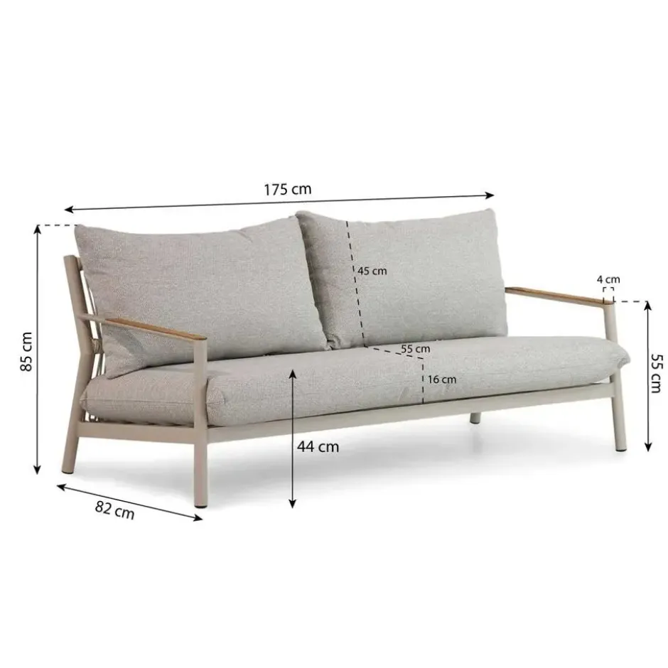 Stoel en Bank Loungeset 5 personen Rope Grijs Coco Sevilla
