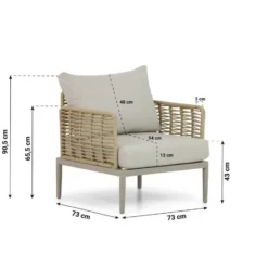 Stoel en Bank Loungeset 4 personen Wicker/Aluminium/Aluminium/wicker Taupe