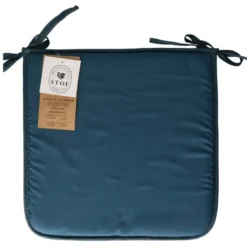 Stof Textile Home stoelkussens - petrolblauw - 38 x 38 x 3 cm