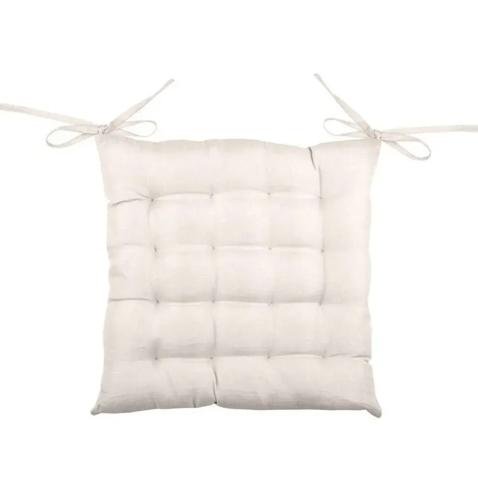 Stof Textile stoelkussen - gebroken wit - 40 x 40 x 4 cm