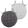 Stof Textile stoelkussen rond - licht/donkergrijs - 2 zijden
