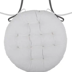 Stof Textile stoelkussen rond - licht/donkergrijs - 2 zijden
