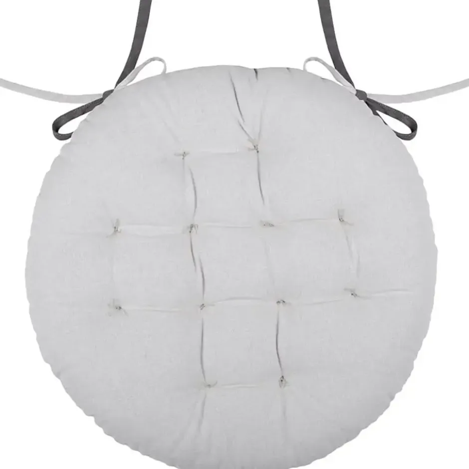 Stof Textile stoelkussen rond - licht/donkergrijs - 2 zijden
