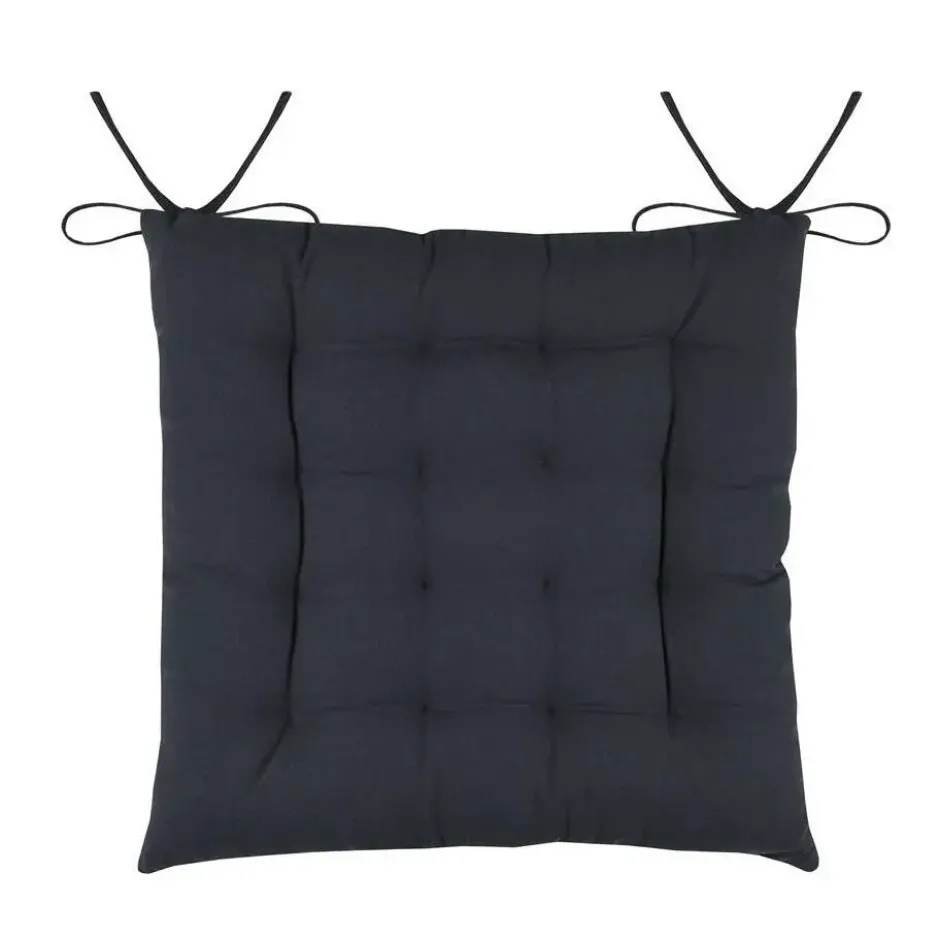 Stof Textile stoelkussens - antraciet - 38 x 38 x 3.5 cm