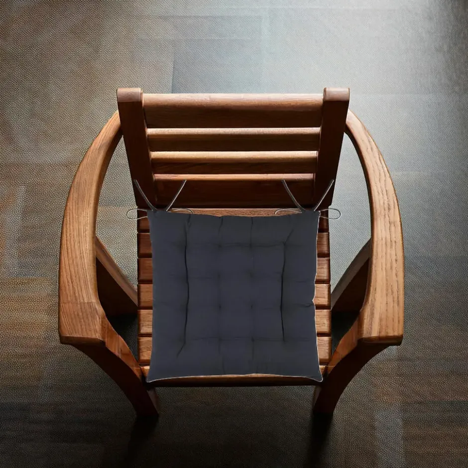 Stof Textile stoelkussens - antraciet - 38 x 38 x 3.5 cm