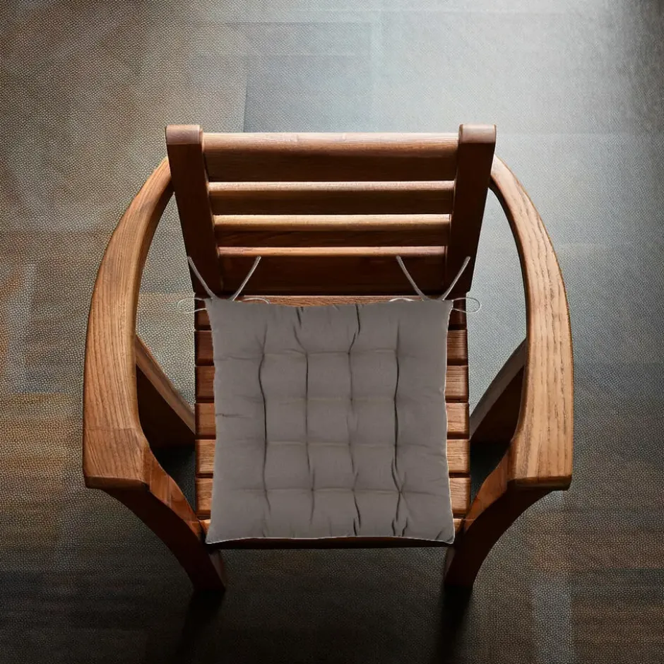 Stof Textile stoelkussens - taupe - 38 x 38 x 3.5 cm