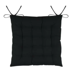 Stof Textile stoelkussens - zwart - 38 x 38 x 3.5 cm